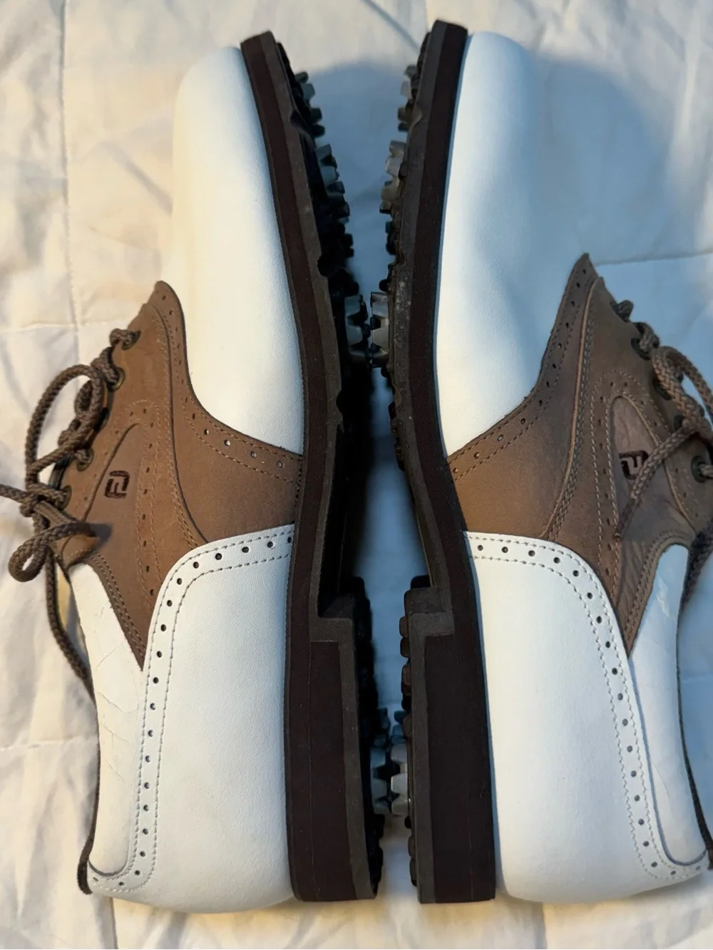 FootJoy W 9.5/ M 7.5 Saddle Golf Shoes - White & Brown/Tan